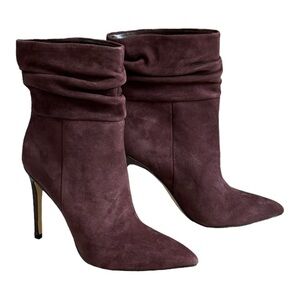 Marc Fisher Ankle Boot 9 NWOB Burgundy Rayya Stiletto Slouchy Leather Point Toe